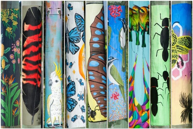 9 artistically painted power poles